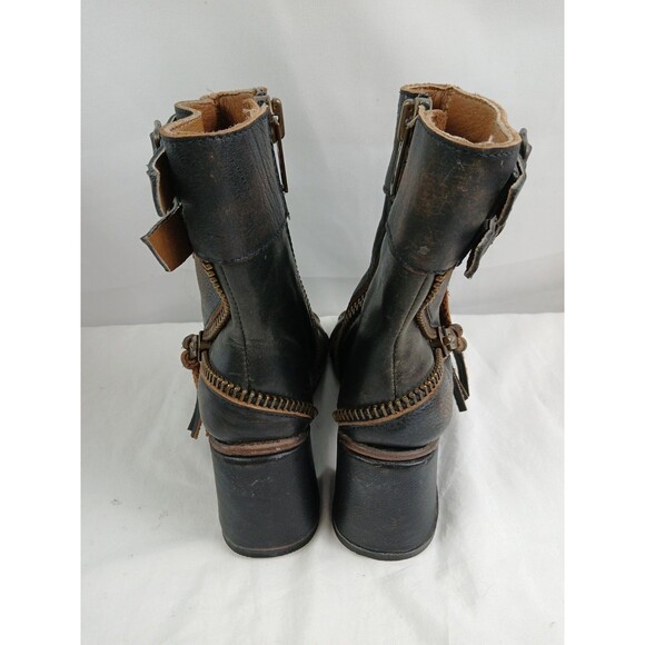 Firebird Zombi Booties Open Toe Steampunk Distressed Boho Women's Size 5 - Picture 3 of 9
